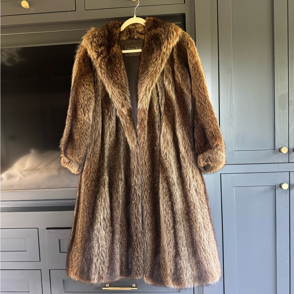 Vintage raccoon full length fur coat small